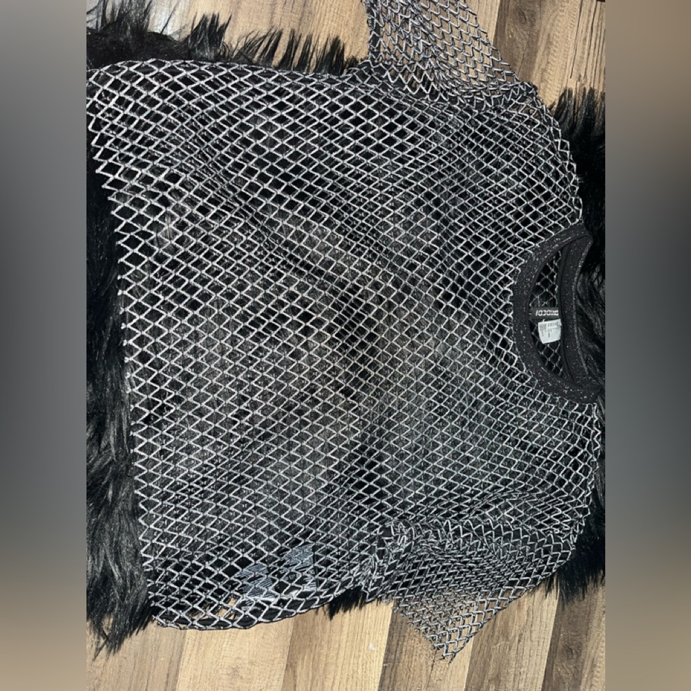 Chic Black and Silver Mesh Top